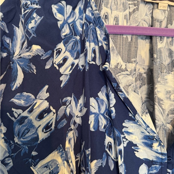 LOFT Navy and White Patterned Midi Dress - Picture 4 of 10